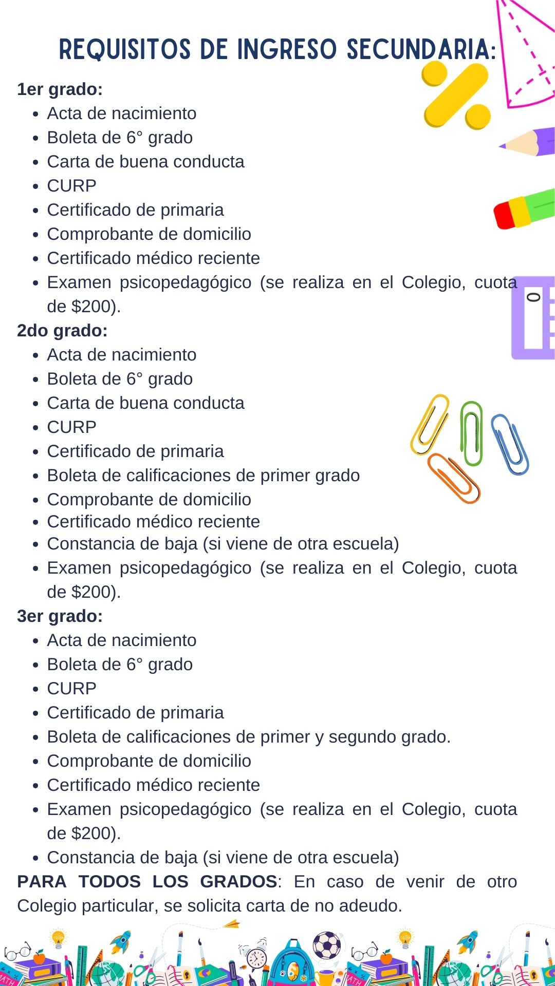 Requisitos secundaria
