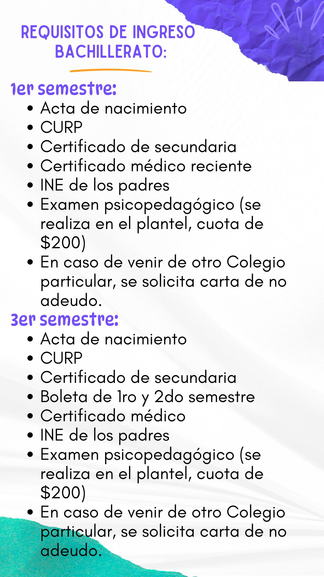 REQUISITOS BACHILLERATO